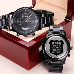 Engraved Watch We've Got Your Six (Charcoal Black) – Men's Watch